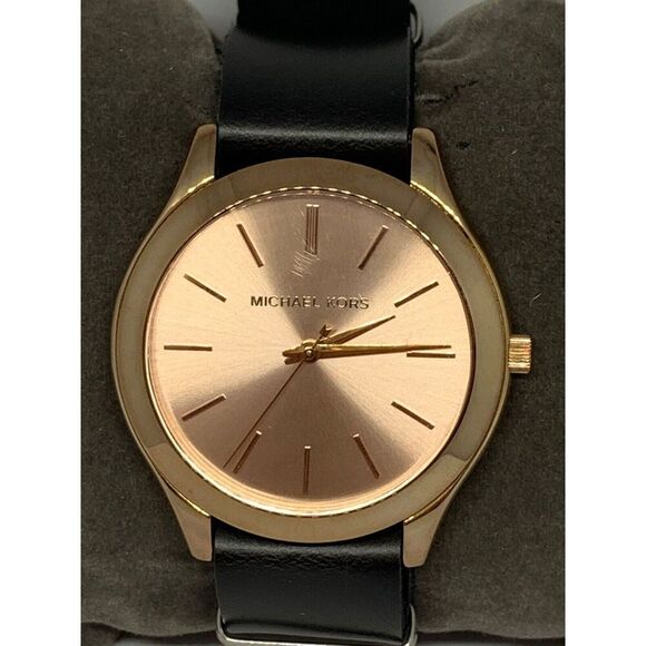 Michael Kors MK3436 Women's Leather Analog Rose Gold Dial Genuine Watch GE179 - Picture 1 of 11